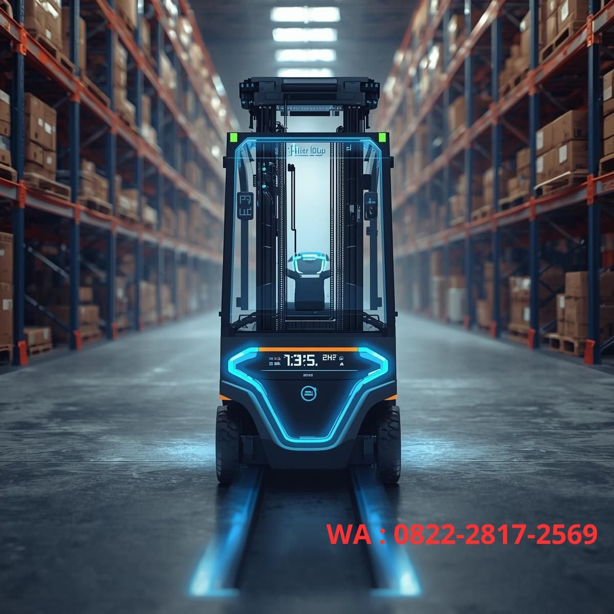 forklift listrik beroperasi di gudang