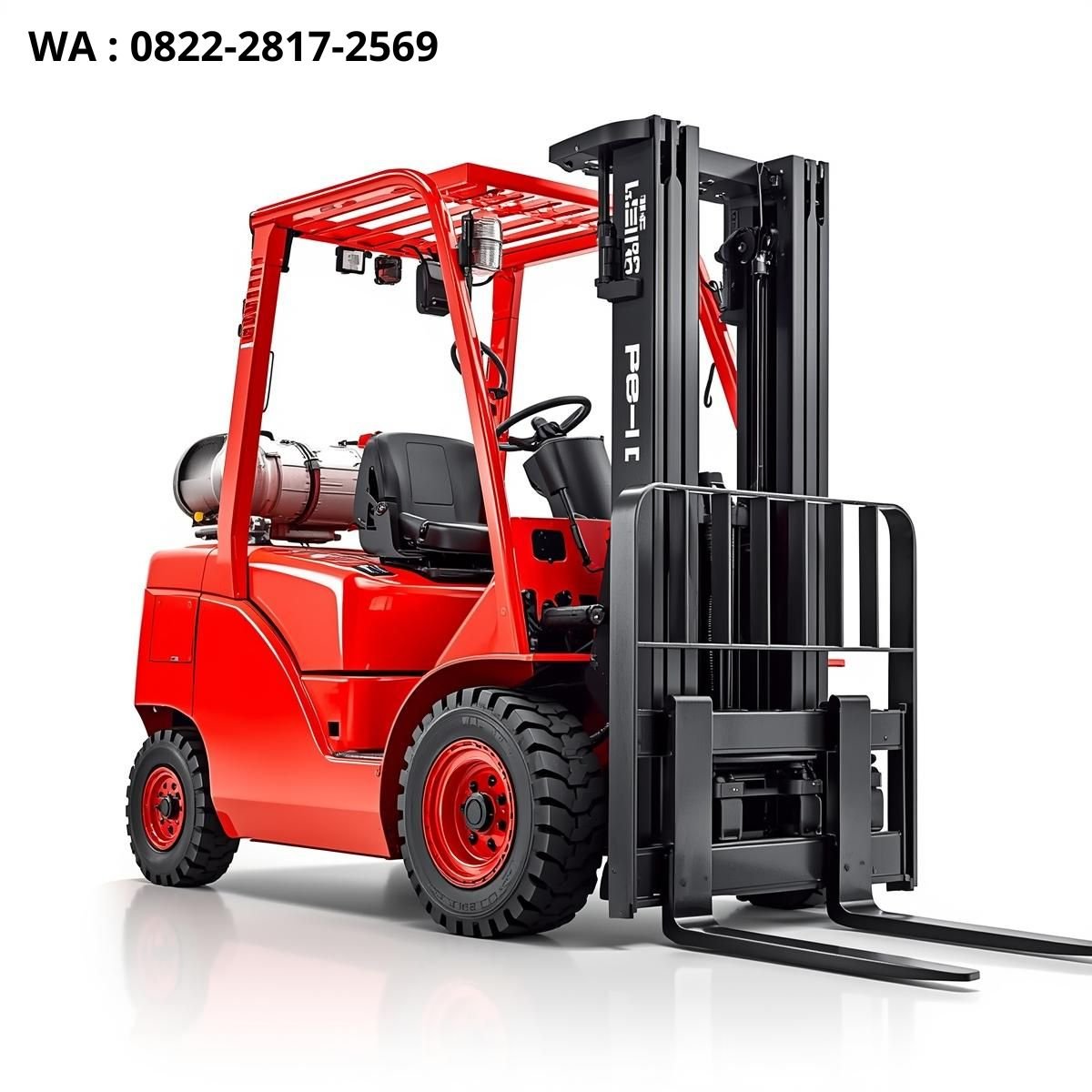 heli 25 forklift merah